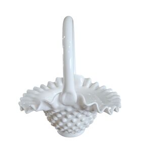 Vintage Fenton Hobnail MILK Glass BASKET